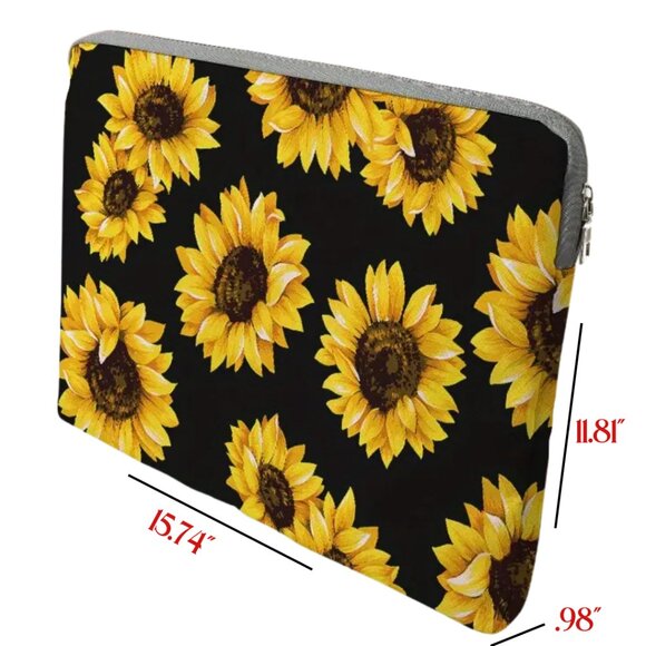Sunflower Padded Water Resistant 15" Tablet Laptop Case NWT - Picture 2 of 7
